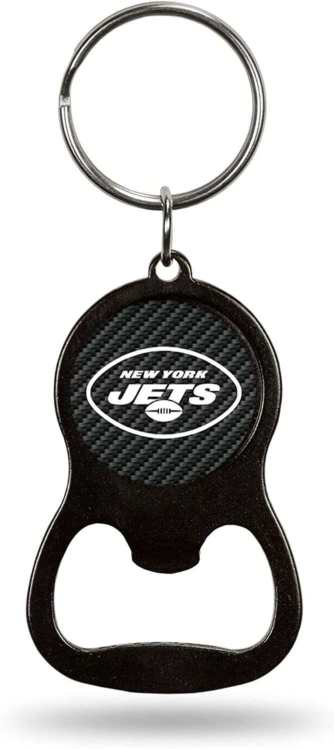 New York Jets Keychain Bottle Opener Carbon Fiber Design Metal Football