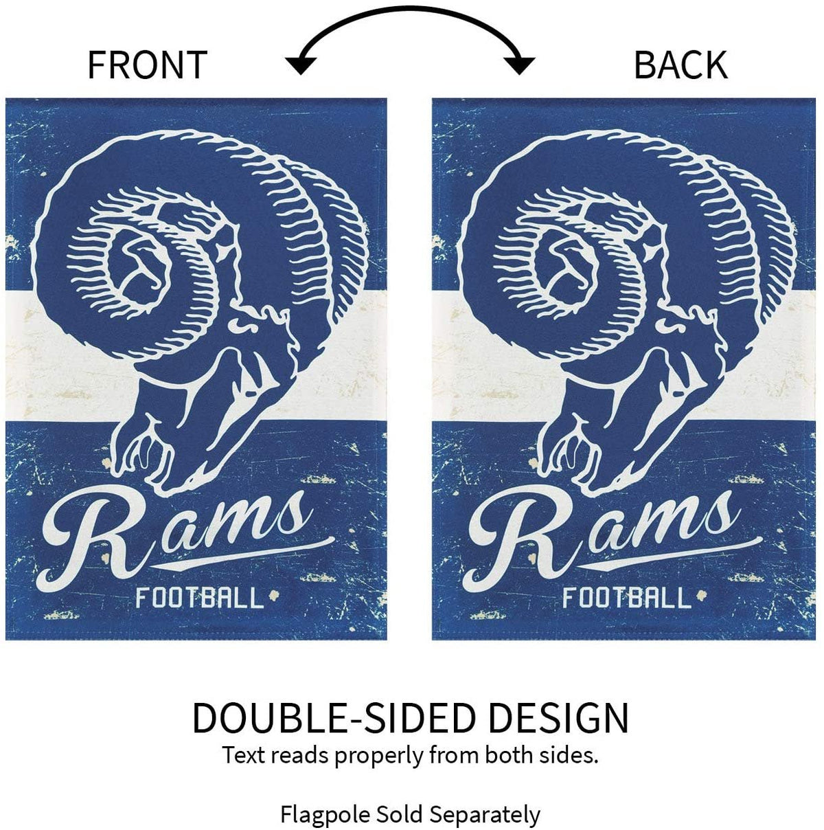 Los Angeles Rams Premium House Flag Banner, Double Sided, Retro Vintage Style, Linen, 28x44 Inch 6