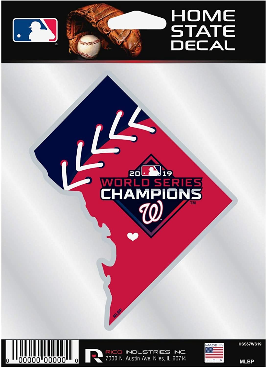 Washington Nationals 2019 World Series Champions 5 Inch Sticker Decal, Home State Design, Flat Vinyl, Full Adhesive Backing 1