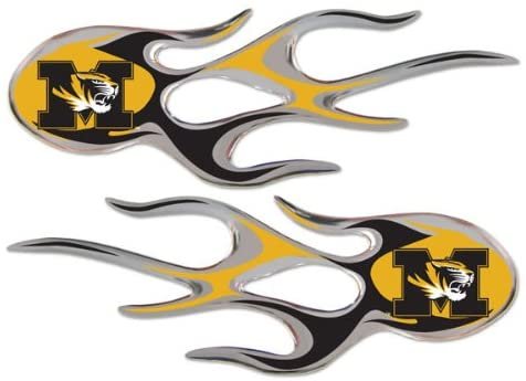 Missouri Tigers Mizzou NCAA Micro Flames Auto Decal 2 Pack for Car Truck Motorcycle Bike Mailbox Locker Sticker College Licensed Team Logo 1