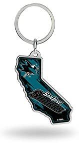 San Jose Sharks Metal Keychain State Shaped