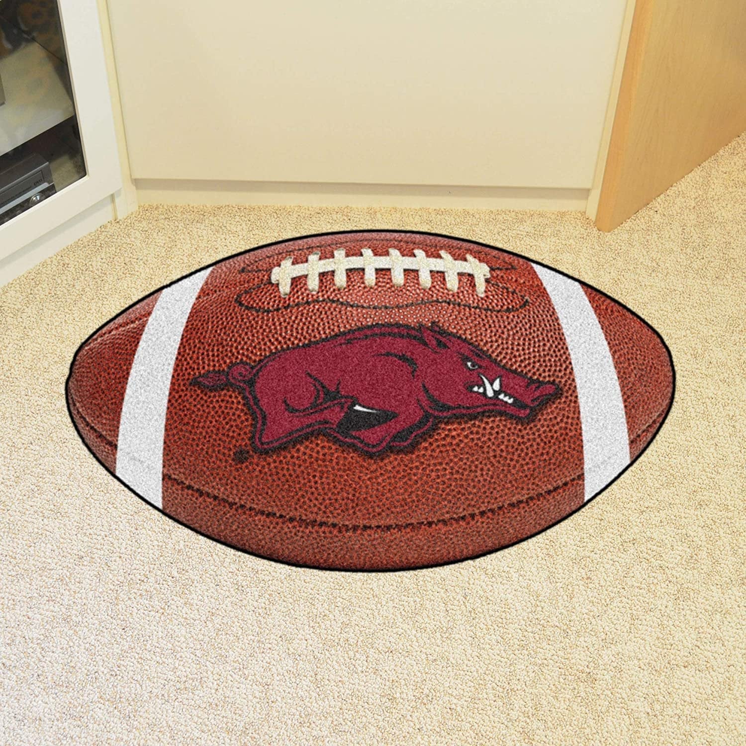 University of Arkansas Razorbacks Floor Mat Area Rug, 20x32 Inch, Non-Skid Backing, Football Design 2