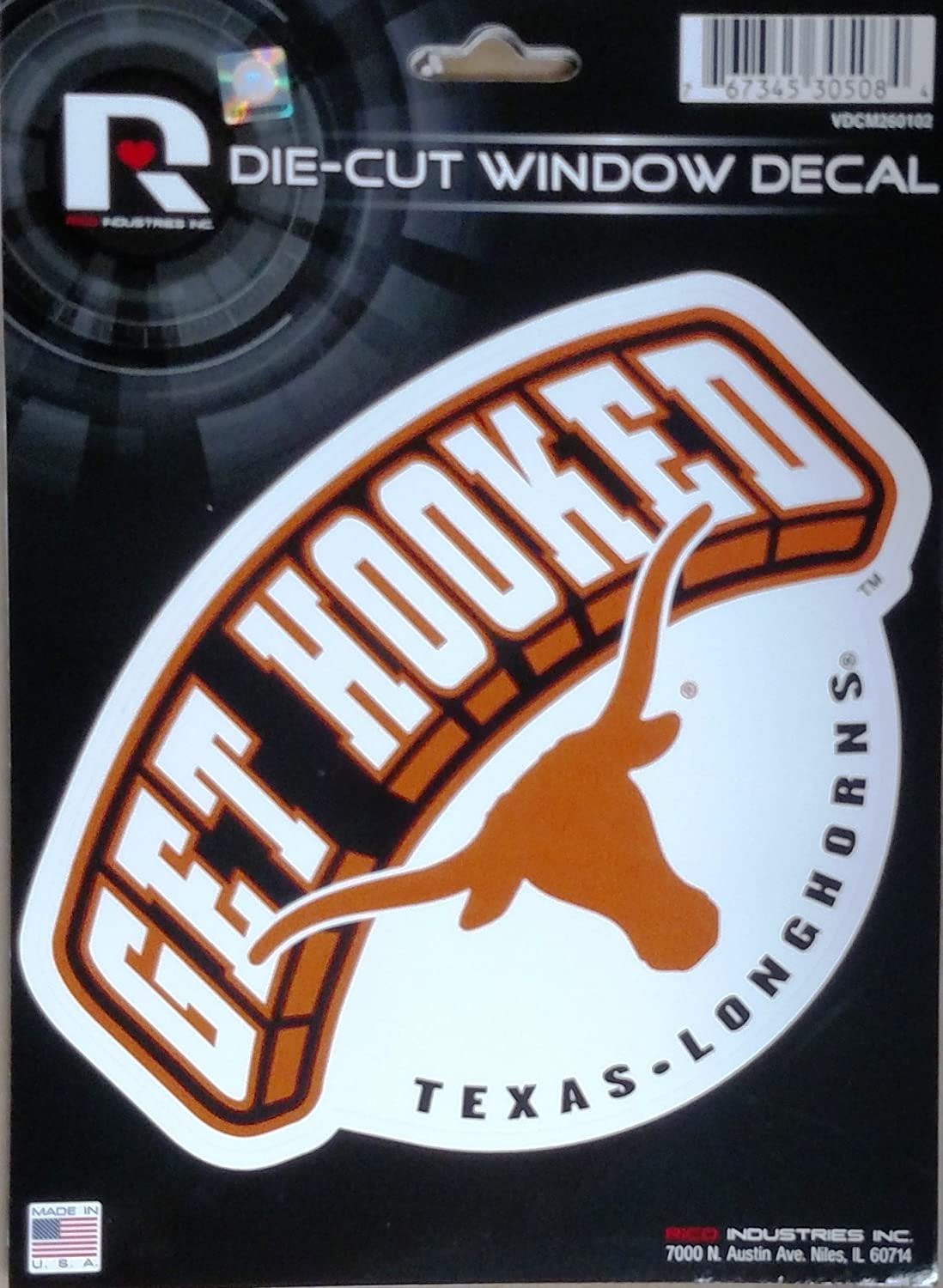 Texas Longhorns Special Edition GET HOOKED 5" Flat Vinyl Die Cut Decal Sticker University of 1