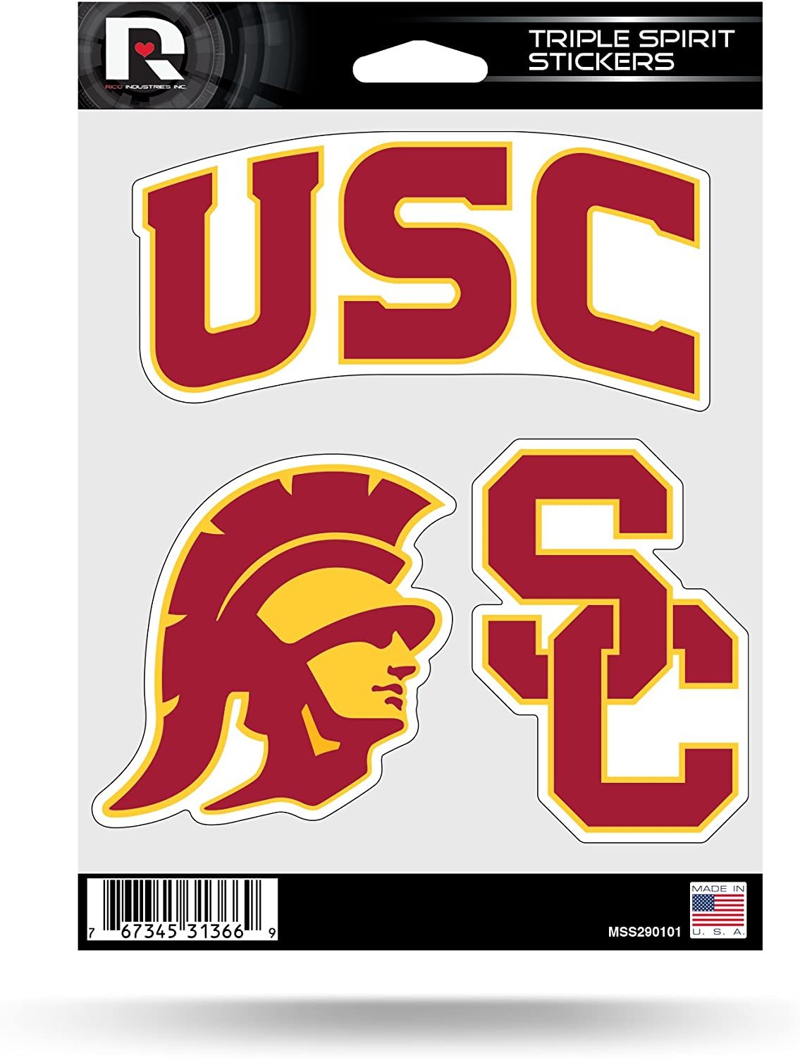 USC Trojans Die Cut 3-Piece Triple Spirit Sticker Sheet