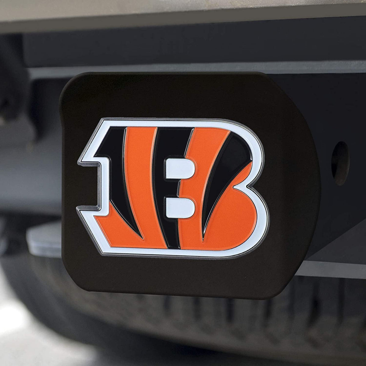 Cincinnati Bengals Hitch Cover Black Solid Metal with Raised Color Metal Emblem 2" Square Type III