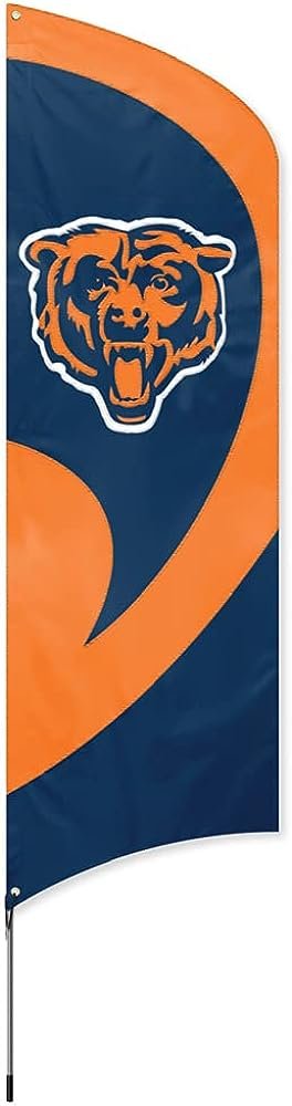 Chicago Bears 8 Foot Tall Team Flag Tailgating Kit with Metal Pole 1