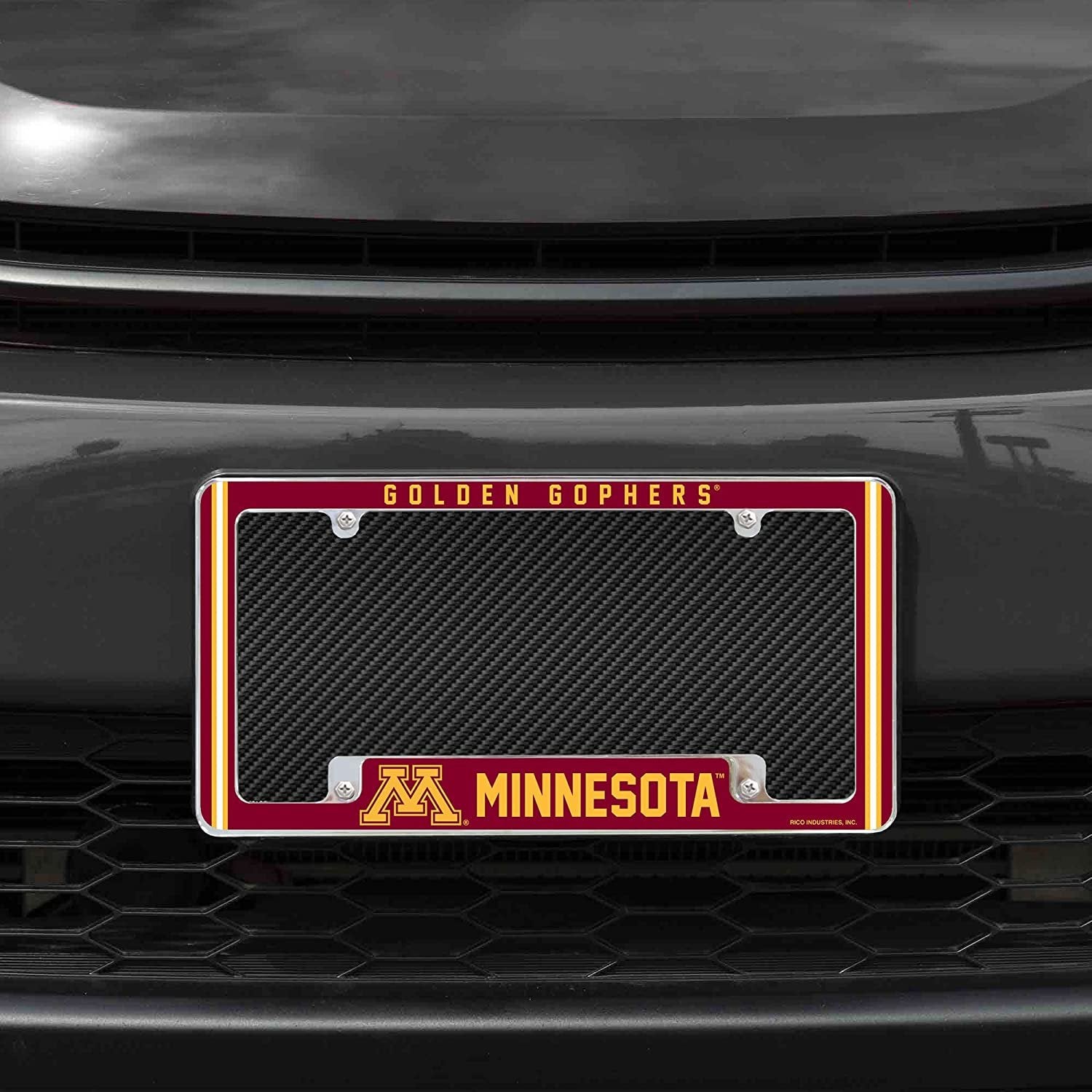 University of Minnesota Golden Gophers Metal License Plate Frame Chrome Tag Cover Alternate Design 6x12 Inch