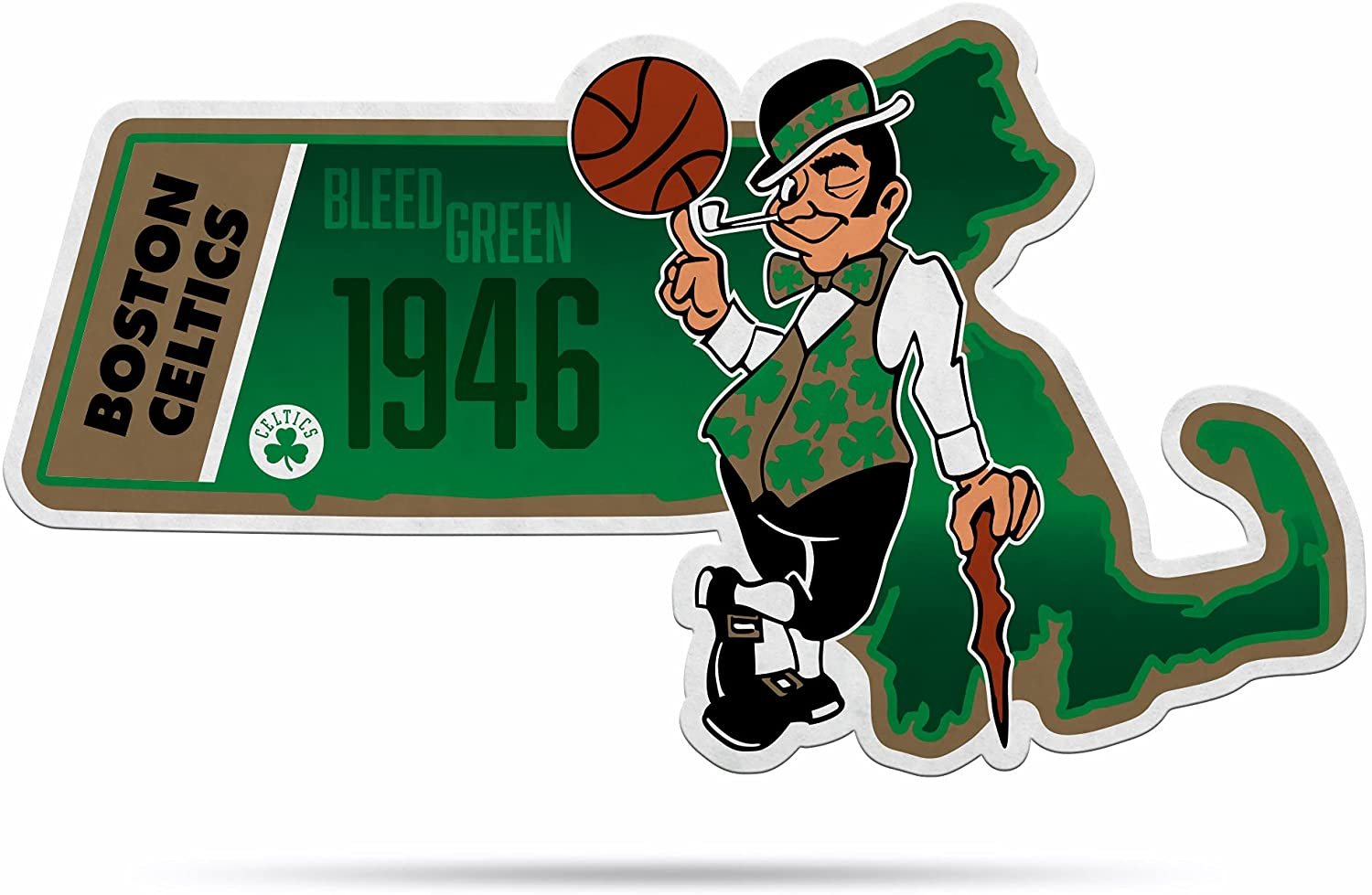 Boston Celtics Soft Felt Pennant, State Design, Shape Cut, 18 Inch, Easy To Hang