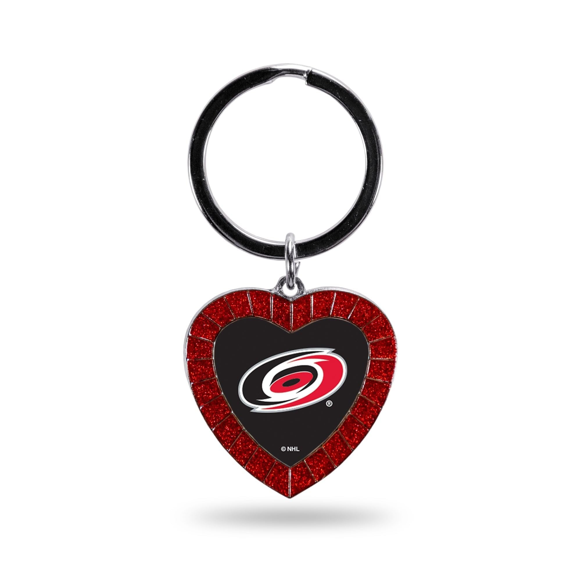 Hurricanes Colored Rhinestone Heart Keychain - Red
