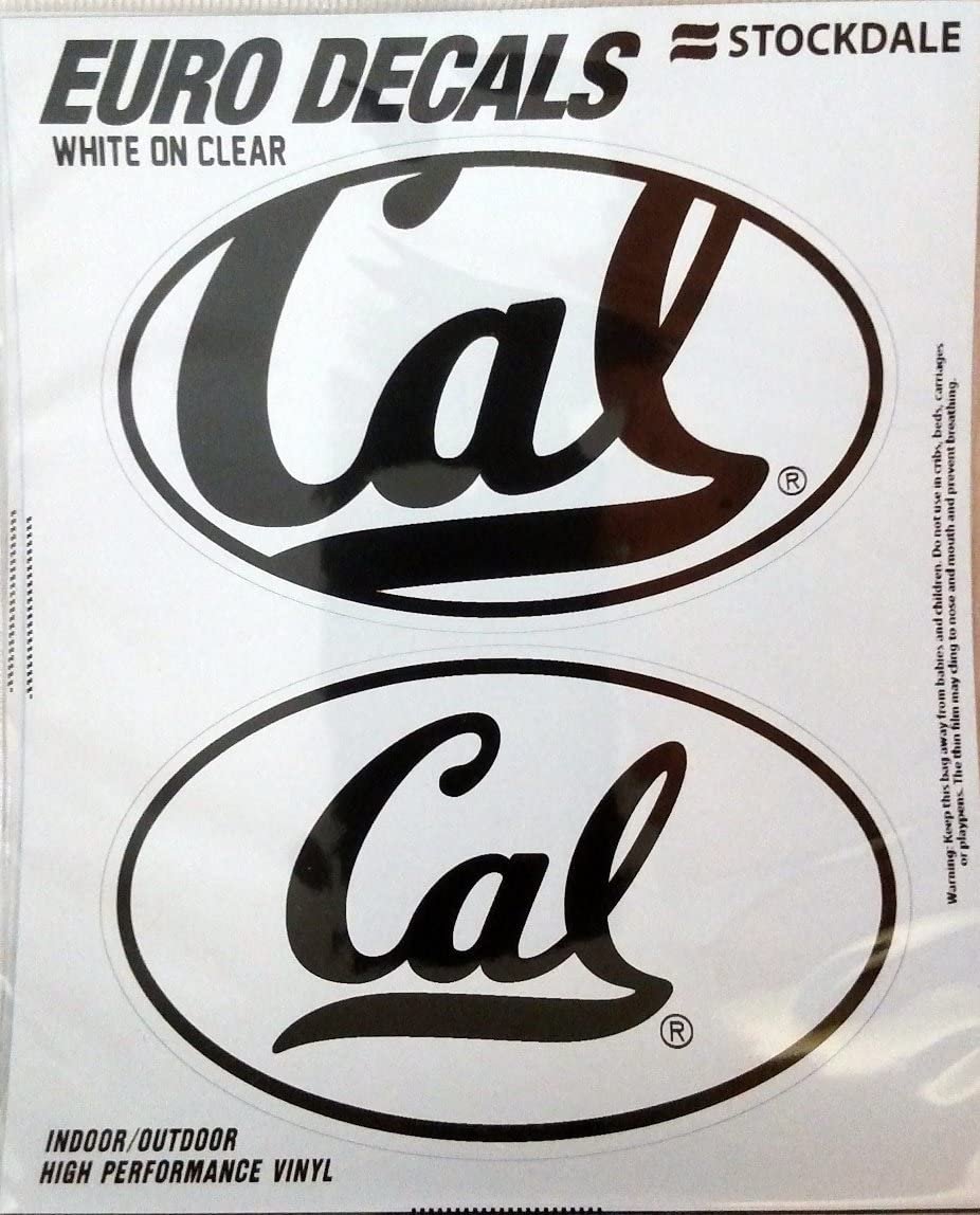 University of California Bears Cal Berkley 2-Piece White and Clear Euro Decal Sticker Set, 4x2.5 Inch Each 1