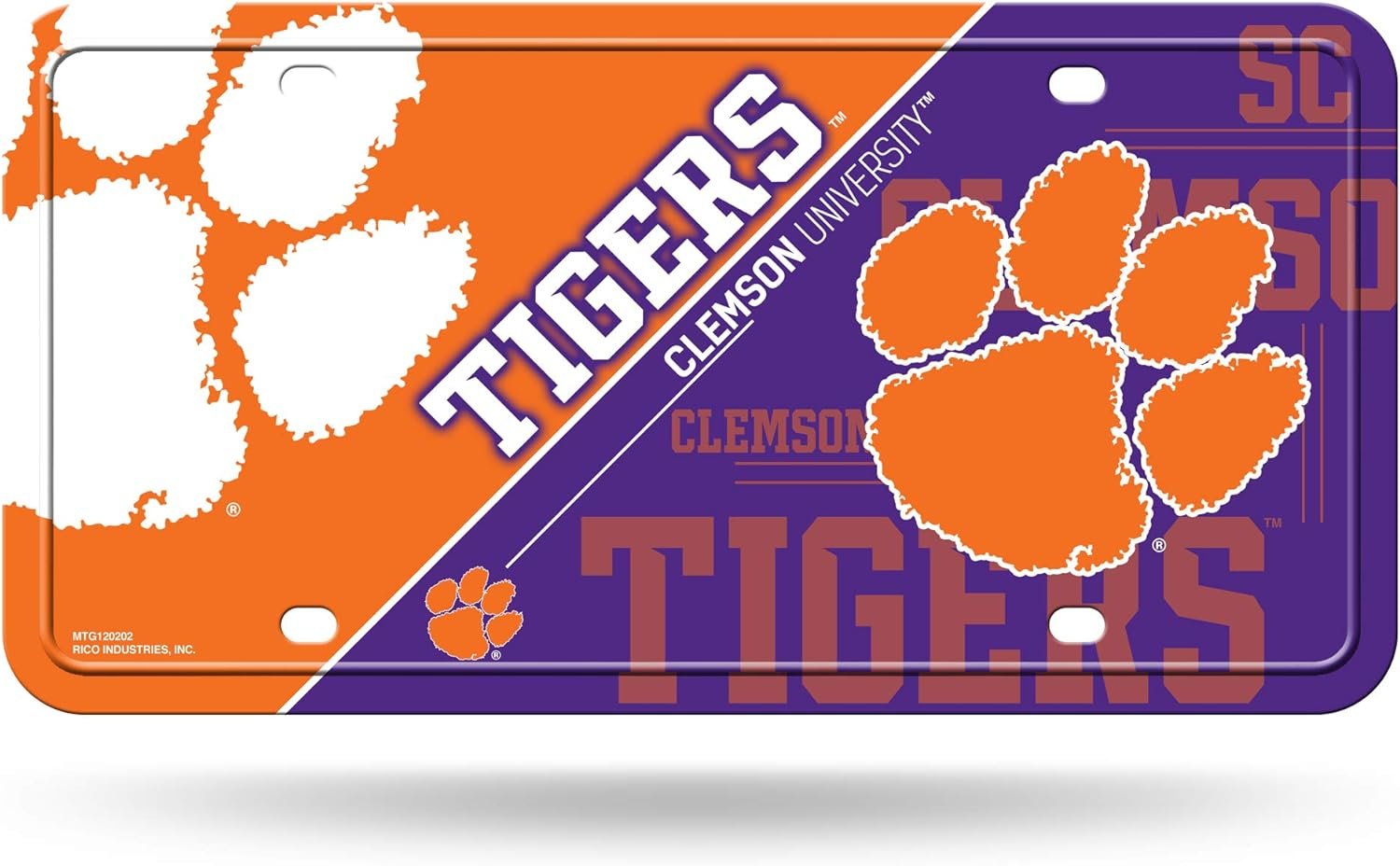 Clemson University Tigers Metal Tag License Plate, 12x6 Inch, Pre-drilled Holes 1