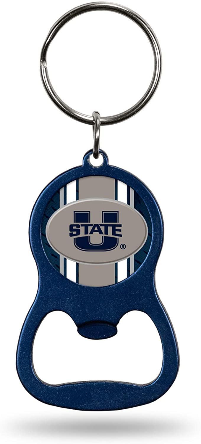 Utah State University Aggies Premium Solid Metal Bottle Opener Keychain, Key Ring, Team Color