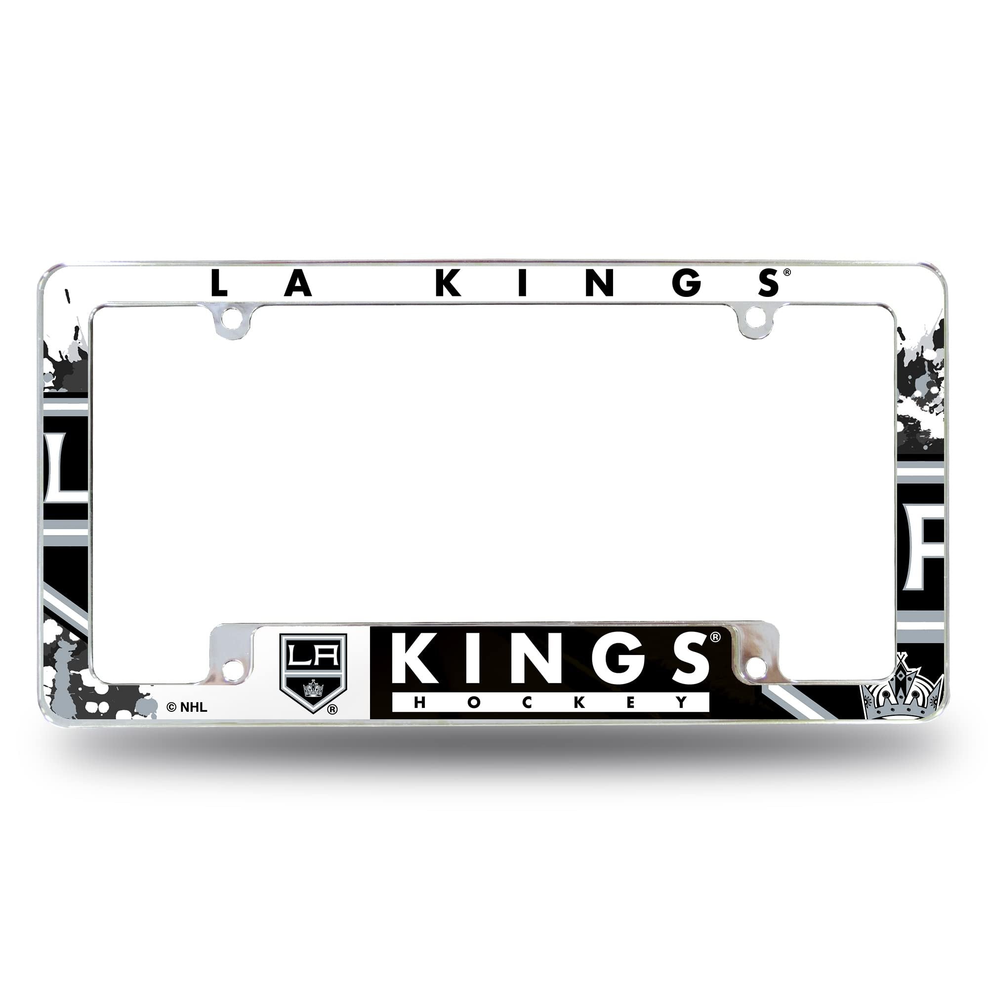 Los Angeles Kings Metal License Plate Frame Chrome Tag Cover, All Over Design, 6x12 Inch