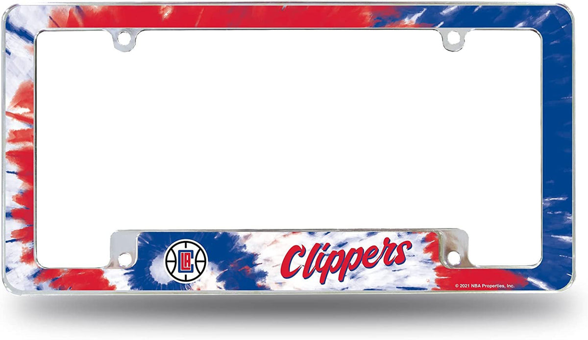Los Angeles Clippers Metal License Plate Frame Chrome Tag Cover Tie Dye Design 6x12 Inch 1