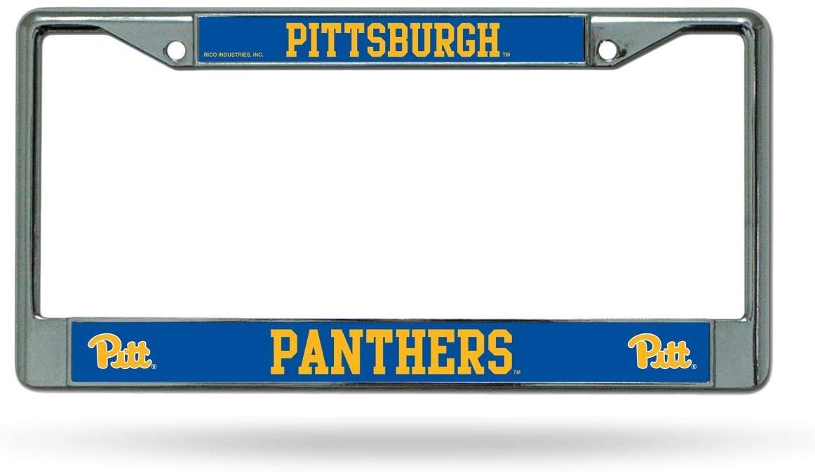 University of Pittsburgh Pitt Panthers Metal License License Plate Frame Chrome Tag Cover, 12x6 Inch
