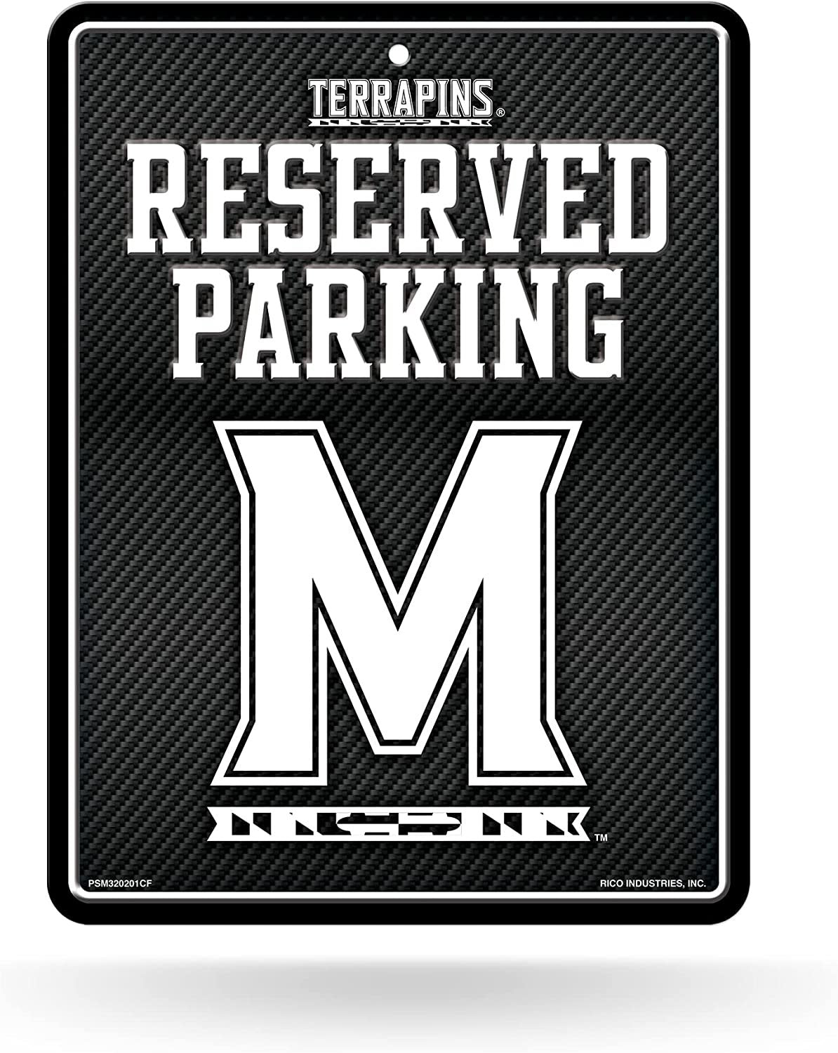 University of Maryland Terrapins Metal Parking Novelty Wall Sign 8.5 x 11 Inch Carbon Fiber Design 1