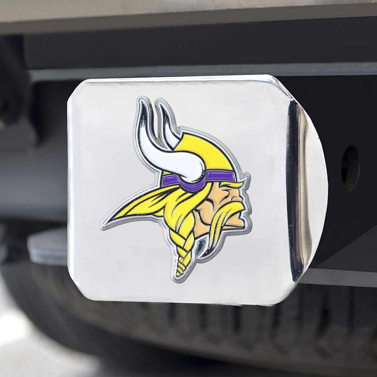 Minnesota Vikings Hitch Cover Solid Metal with Raised Color Metal Emblem 2" Square Type III