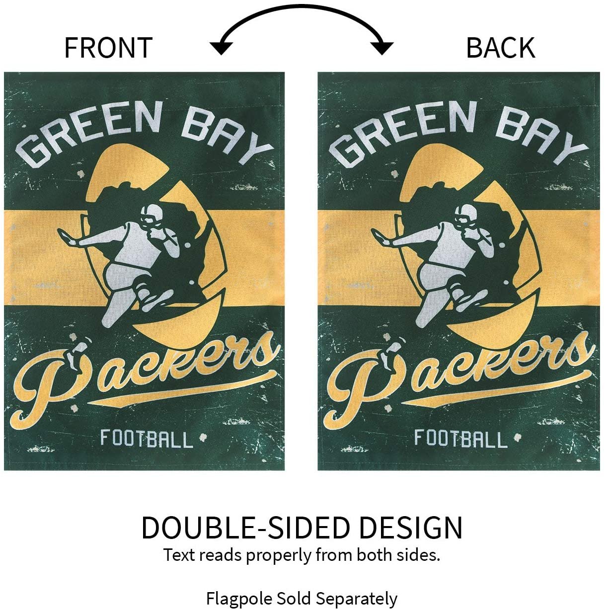 Green Bay Packers Premium Linen Banner Flag Double Sided 28x44 Inch Vintage Logo Design Outdoor 4