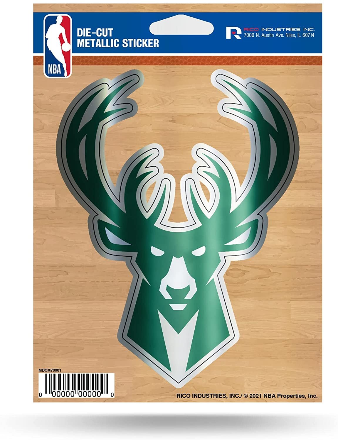 Milwaukee Bucks 5 Inch Die Cut Decal Sticker, Metallic Shimmer Design, Full Adhesive Backing 1