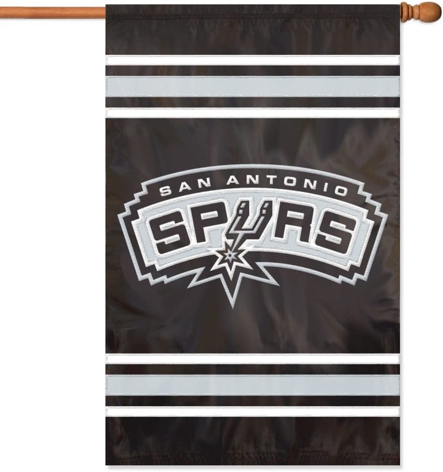 San Antonio Spurs House Banner Flag Applique Embroidered Double Sided 44 x 28 1