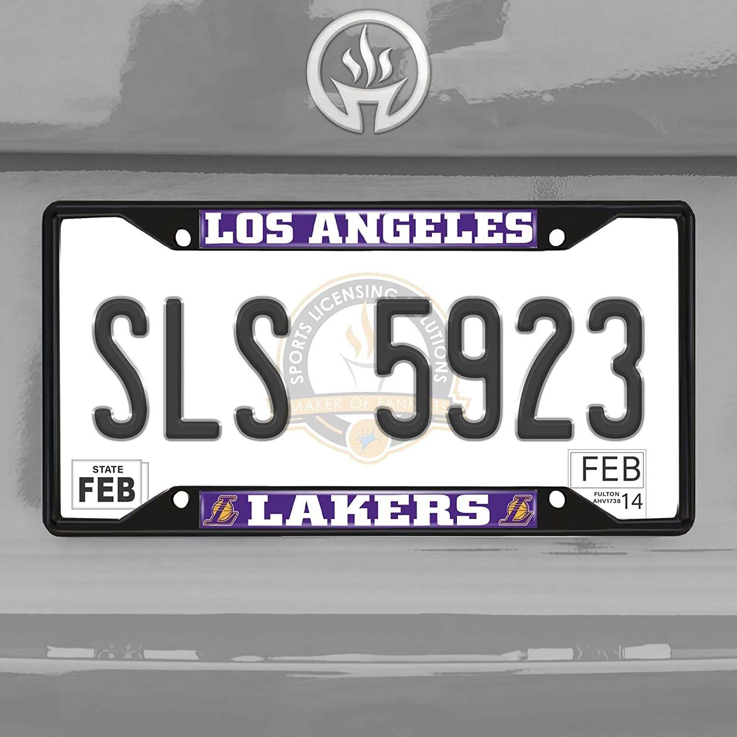 FANMATS 31333 Los Angeles Lakers Metal License Plate Frame Black Finish