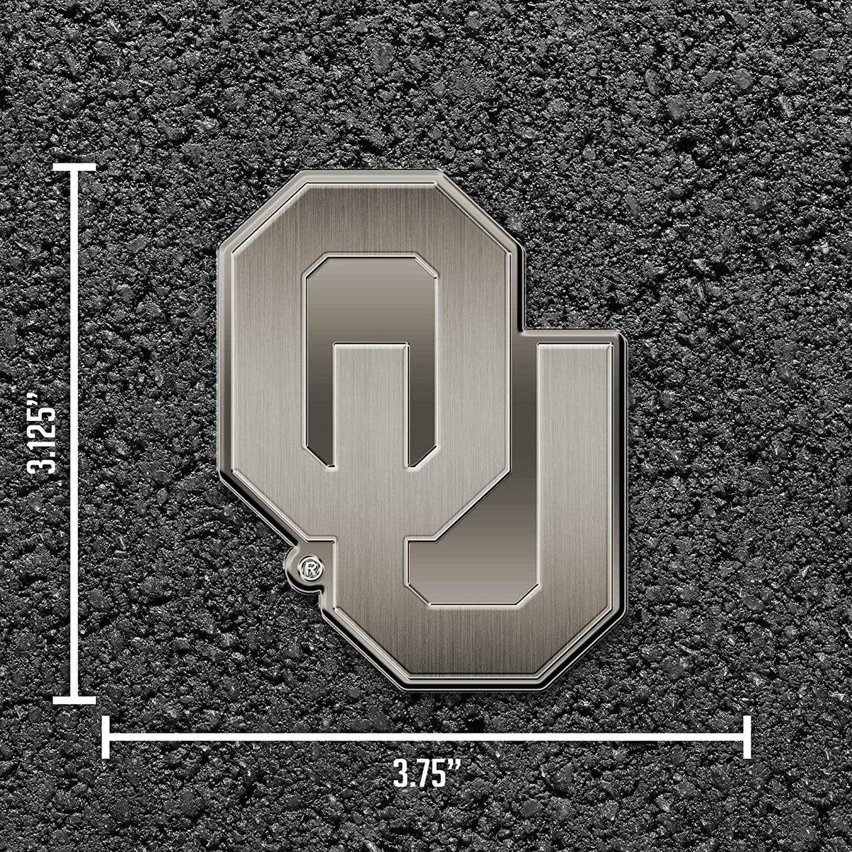University of Oklahoma Sooners Solid Metal Auto Emblem Antique Nickel for Car/Truck/SUV 4