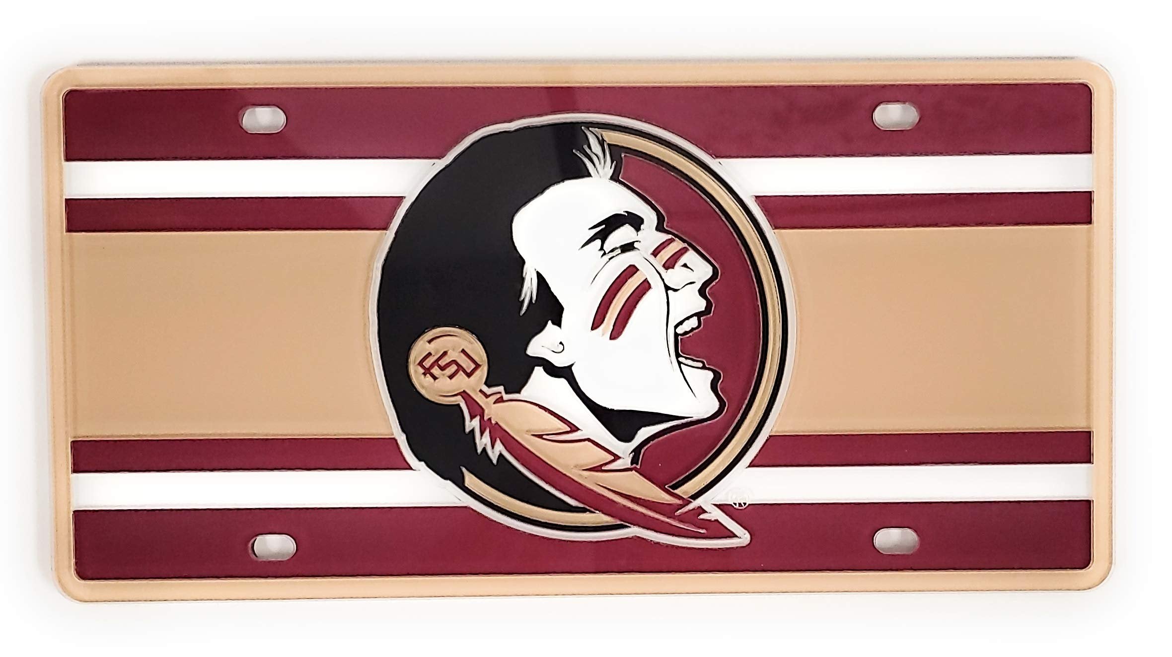 Florida State University Seminoles Laser Cut Acrylic Inlaid License Plate Tag, Vintage Style, 12x6 Inch 1