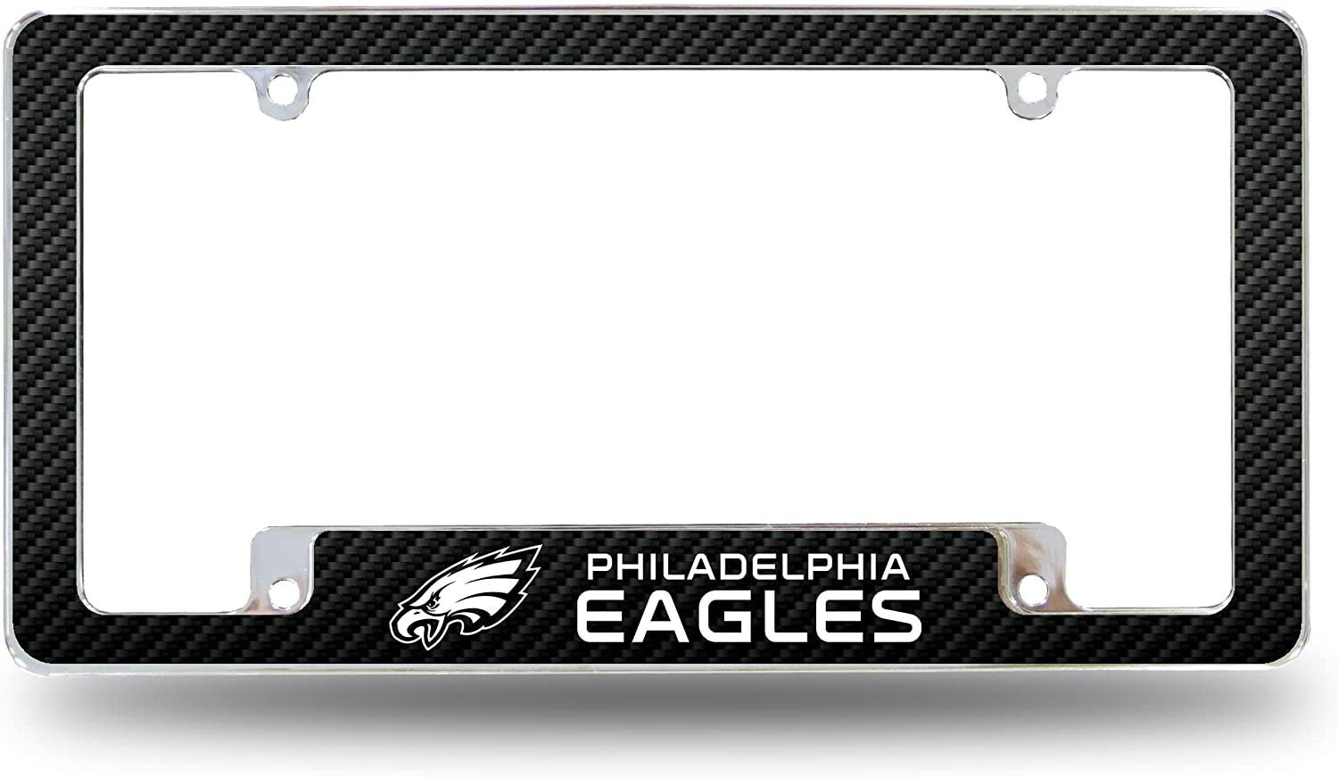 Philadelphia Eagles Metal License Plate Frame Chrome Tag Cover Carbon Fiber Design 6x12 Inch