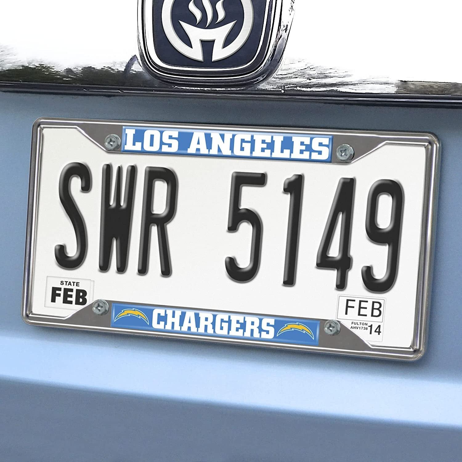 Los Angeles Chargers Metal License Plate Frame Chrome Tag Cover 6x12 Inch 2