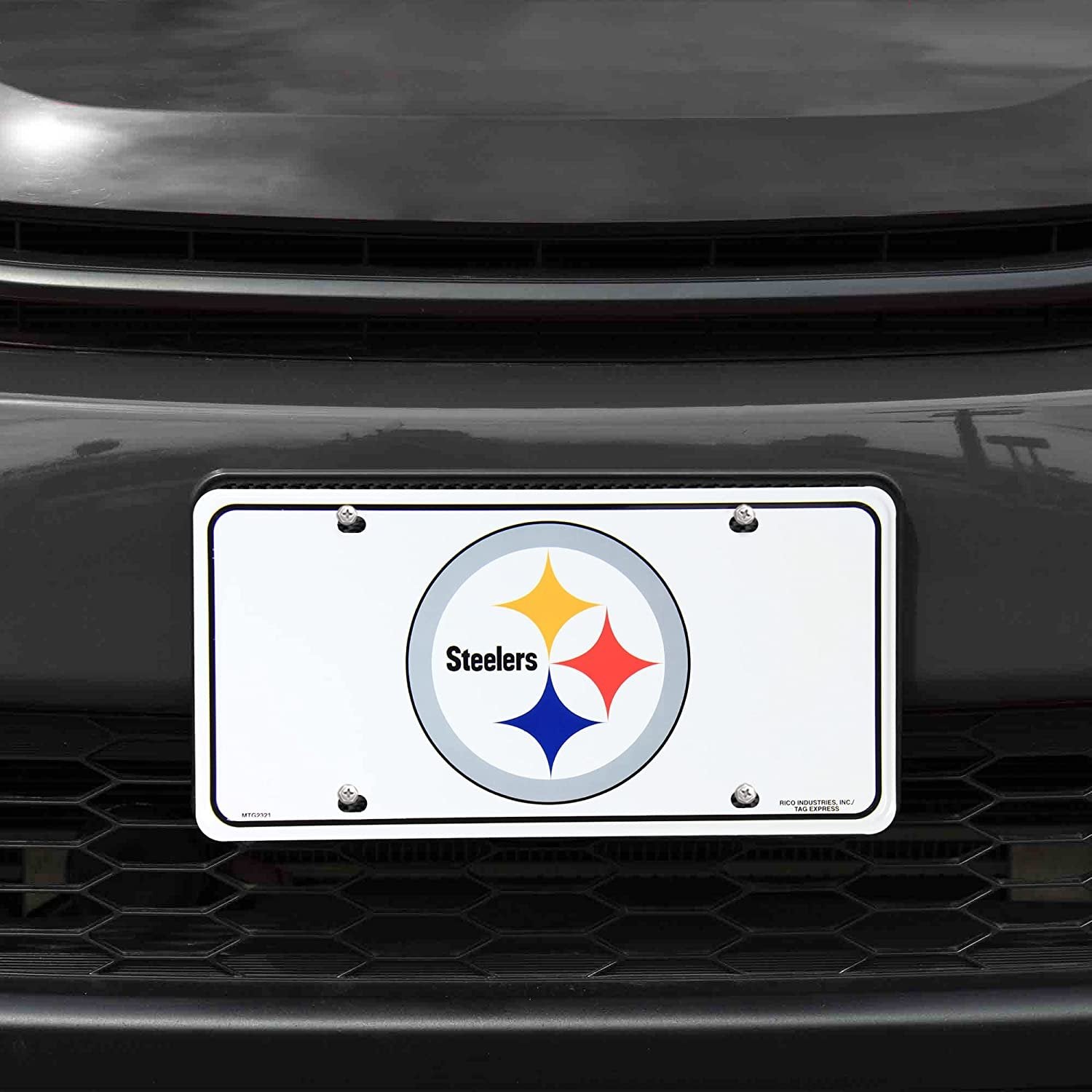 Pittsburgh Steelers Metal Auto Tag License Plate, Logo White Design, 12x6 Inch 2