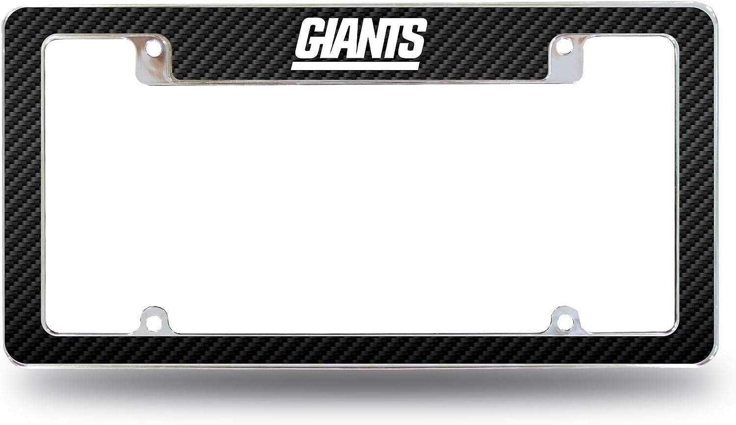 New York Giants Metal License Plate Frame Chrome Tag Cover Carbon Fiber Design 6x12 Inch 1