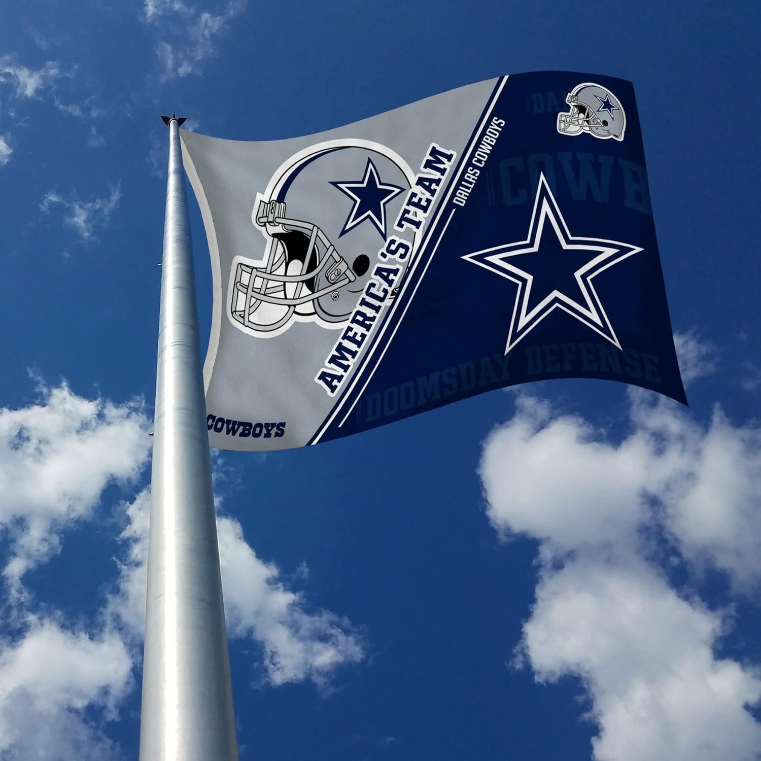 Dallas Cowboys 3x5 Feet Flag Banner, Split Design, Metal Grommets, Single Sided, Indoor or Outdoor Use 3