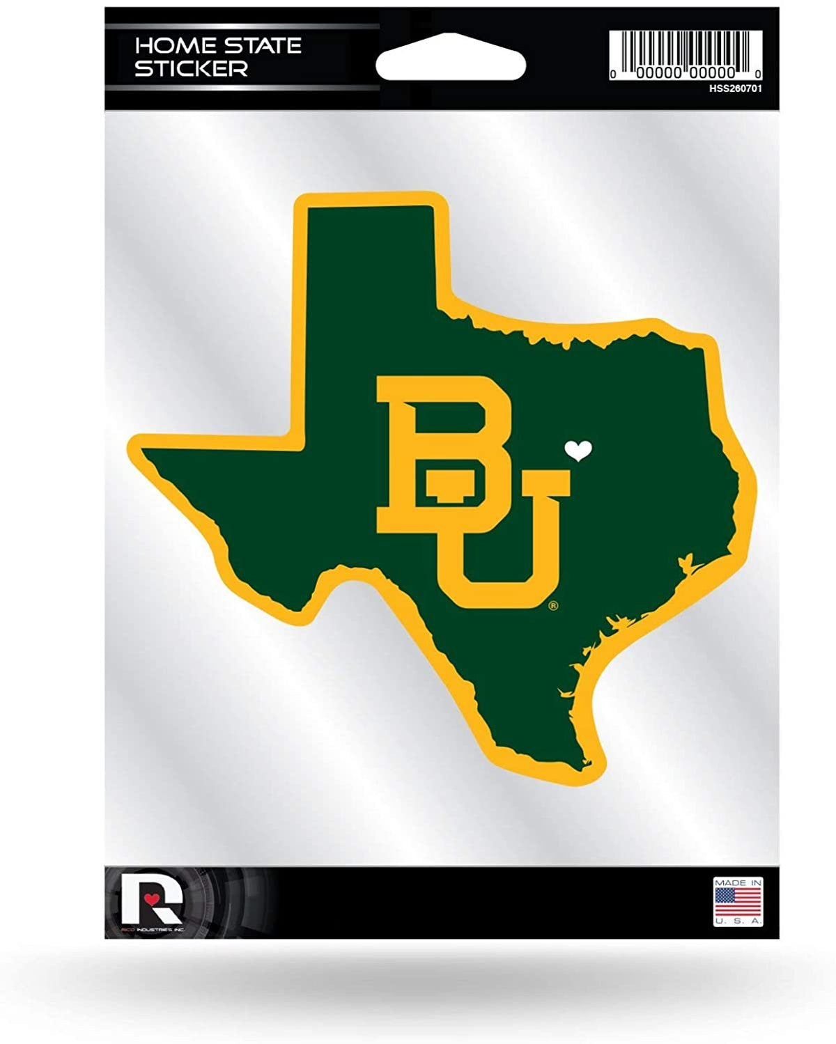 Baylor University Bears 5 Inch Sticker Decal, Home State Design, Flat Vinyl, Full Adhesive Backing 1
