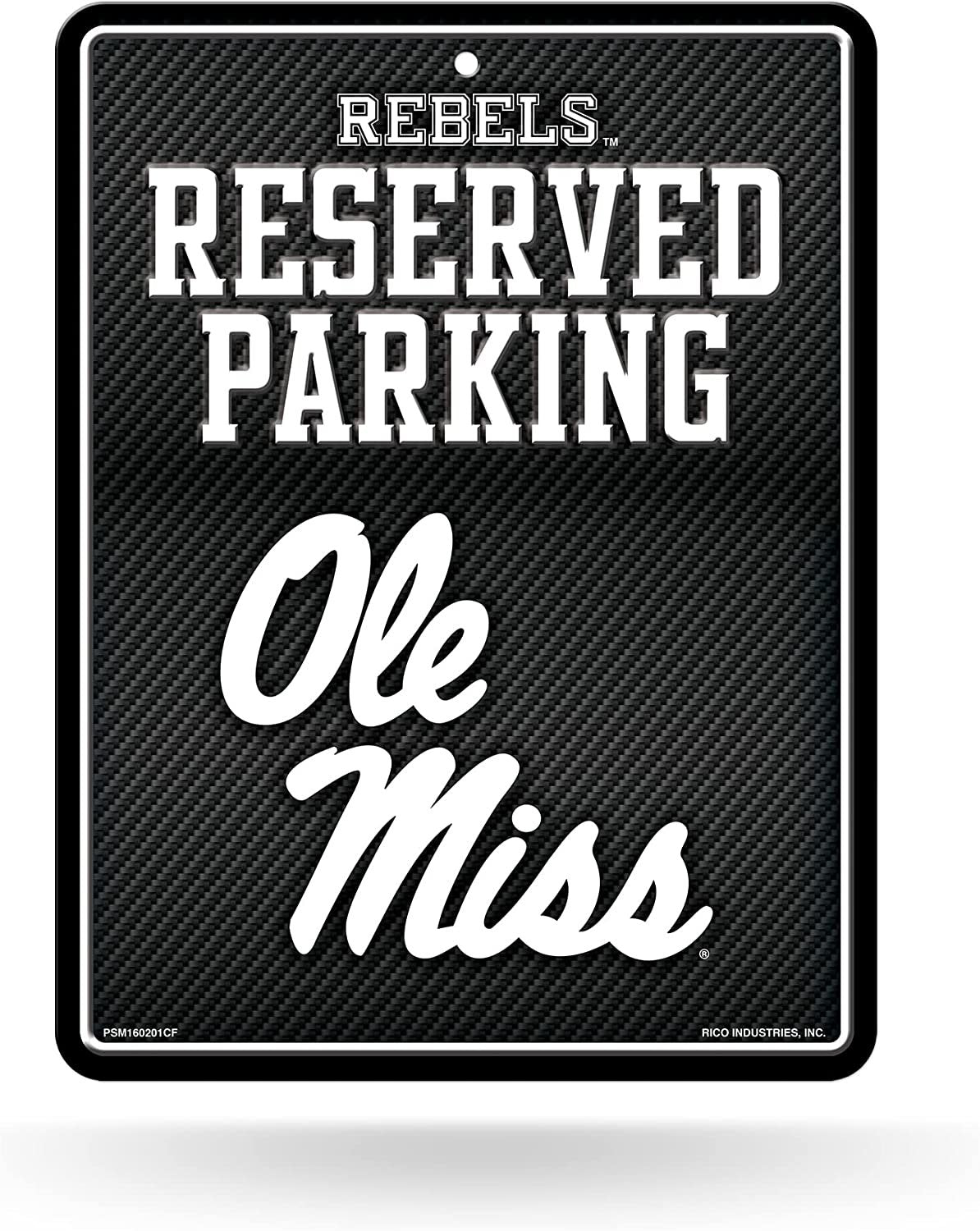 University of Mississippi Rebels Ole Miss Metal Parking Novelty Wall Sign 8.5 x 11 Inch Carbon Fiber Design 1