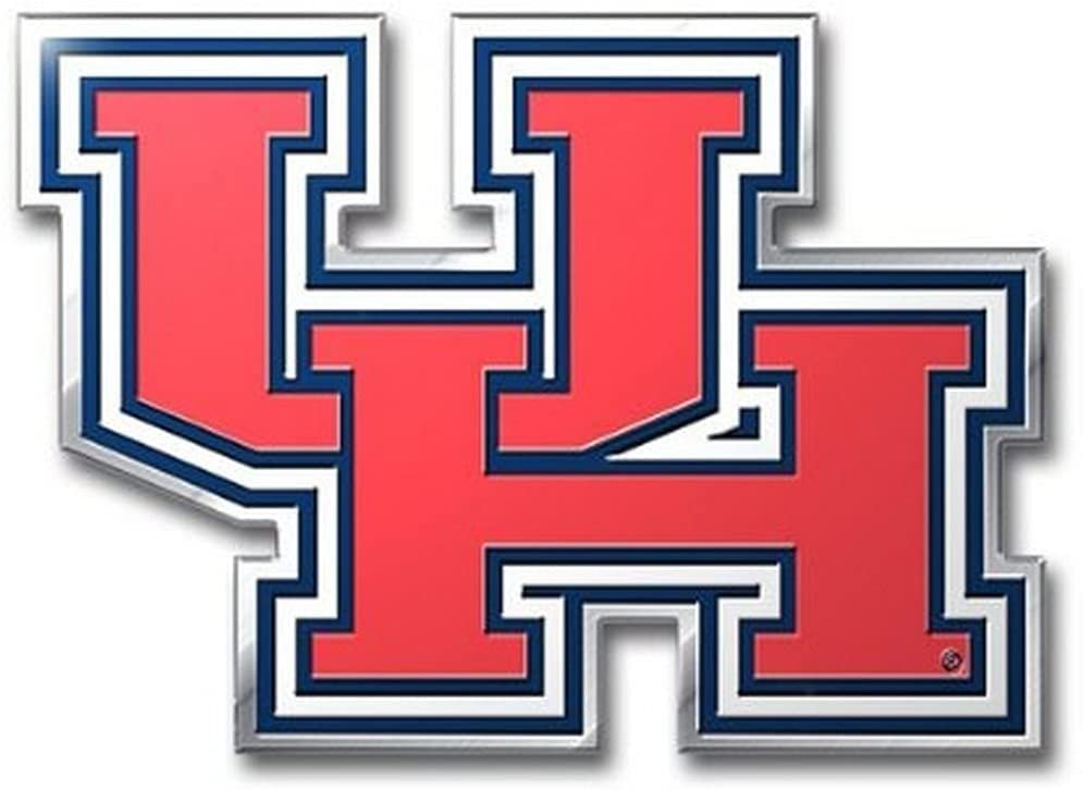 University of Houston Cougars Auto Emblem, Aluminum Metal, Embossed Team Color, Raised Decal Sticker, Full Adhesive Backing