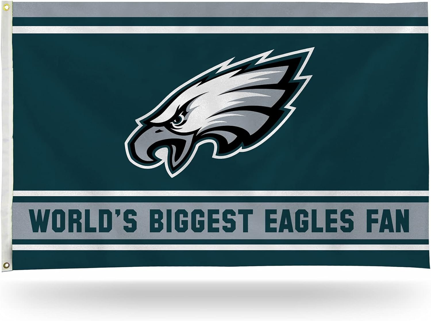 Philadelphia Eagles 3x5 Feet Flag Banner, World's Biggest Fan, Metal Grommets, Single Sided, Indoor or Outdoor Use 1