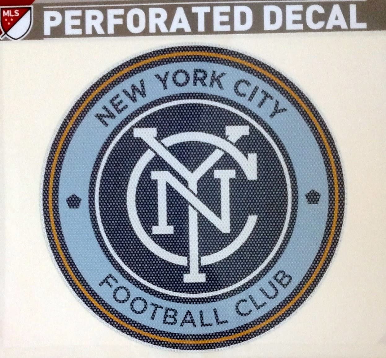 New York City FC MLS 12 Inch Preforated Window Film Decal Sticker, One-Way Vision, Adhesive Backing 1