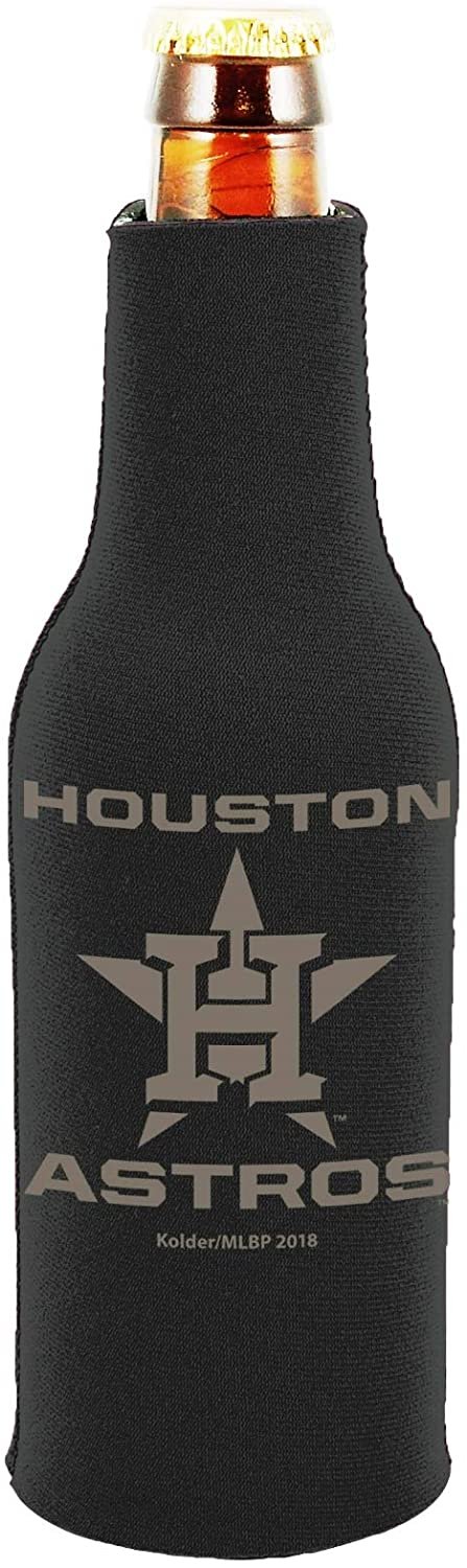 Houston Astros 2-Pack Tonal Black Design Zipper Bottle Neoprene Beverage Insulator Holder Baseball 1