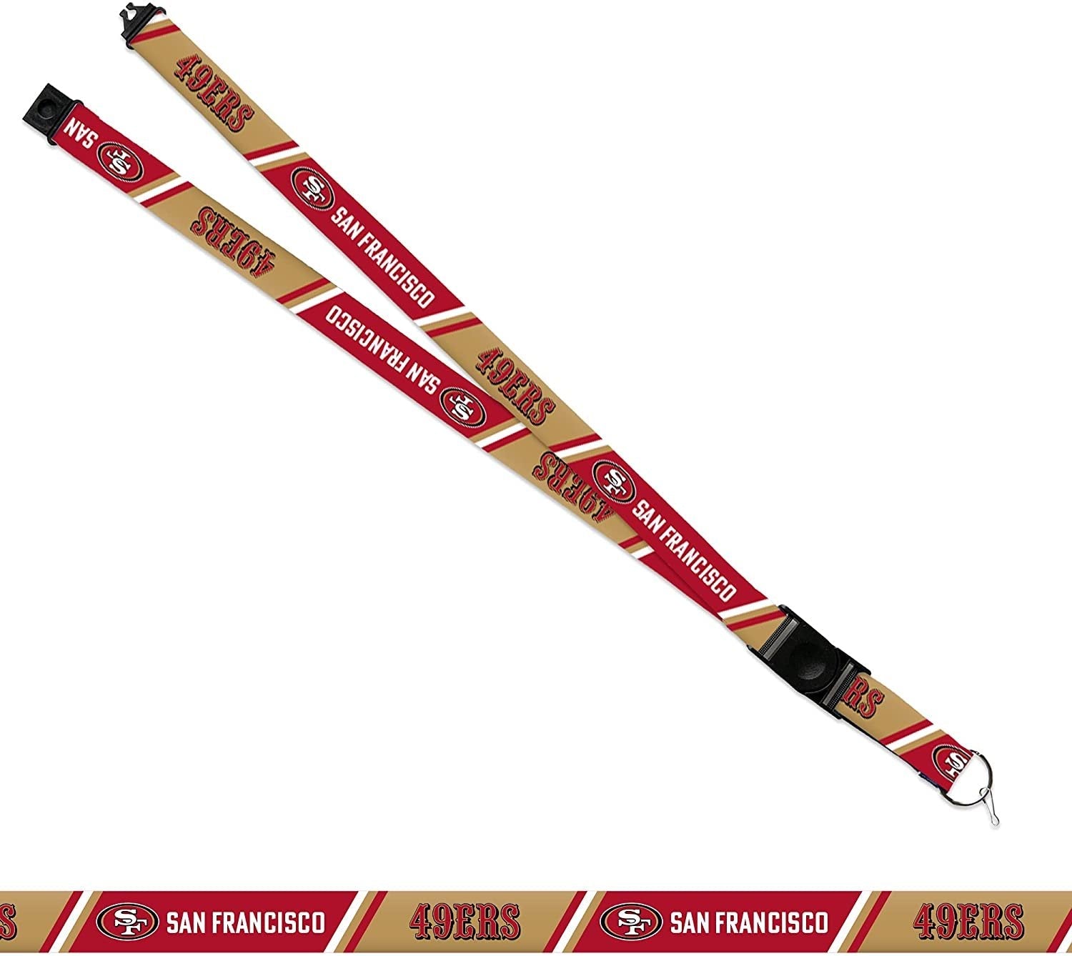 San Francisco 49ers Lanyard Keychain Double Sided Breakaway Safety Design Adult 18 Inch 2