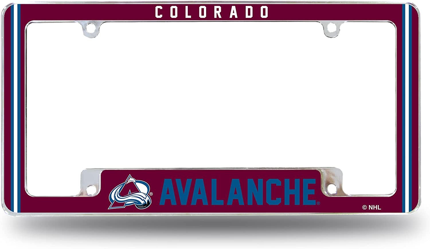 Colorado Avalanche Metal License Plate Frame Chrome Tag Cover Alternate Design 6x12 Inch