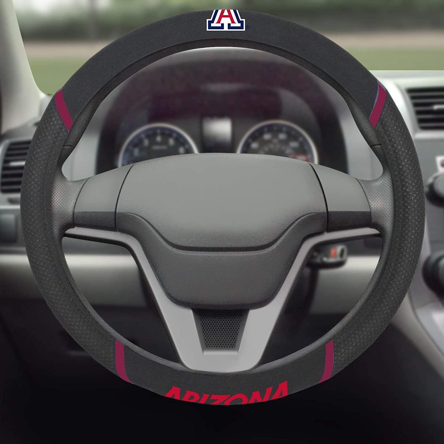 Arizona Wildcats Steering Wheel Cover Premium Embroidered Black 15 Inch University of 3