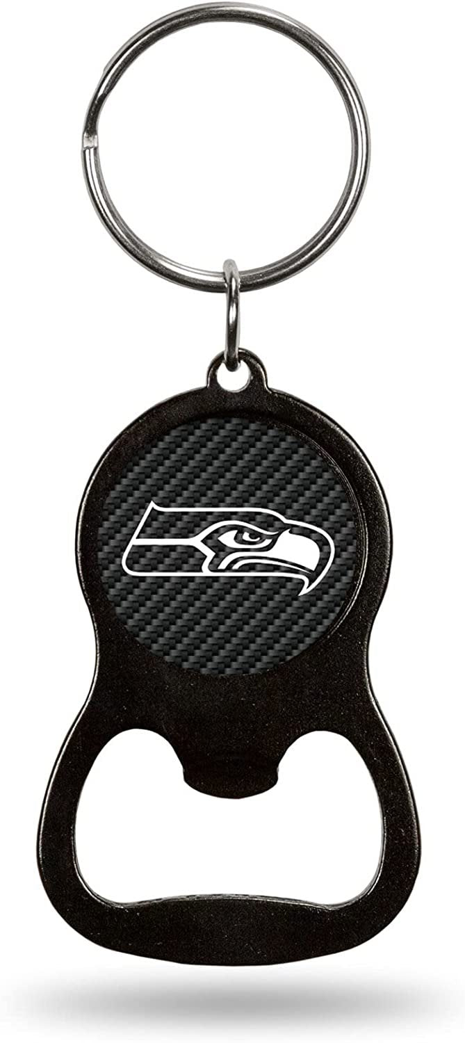 Seattle Seahawks Keychain Bottle Opener Carbon Fiber Design Metal Football
