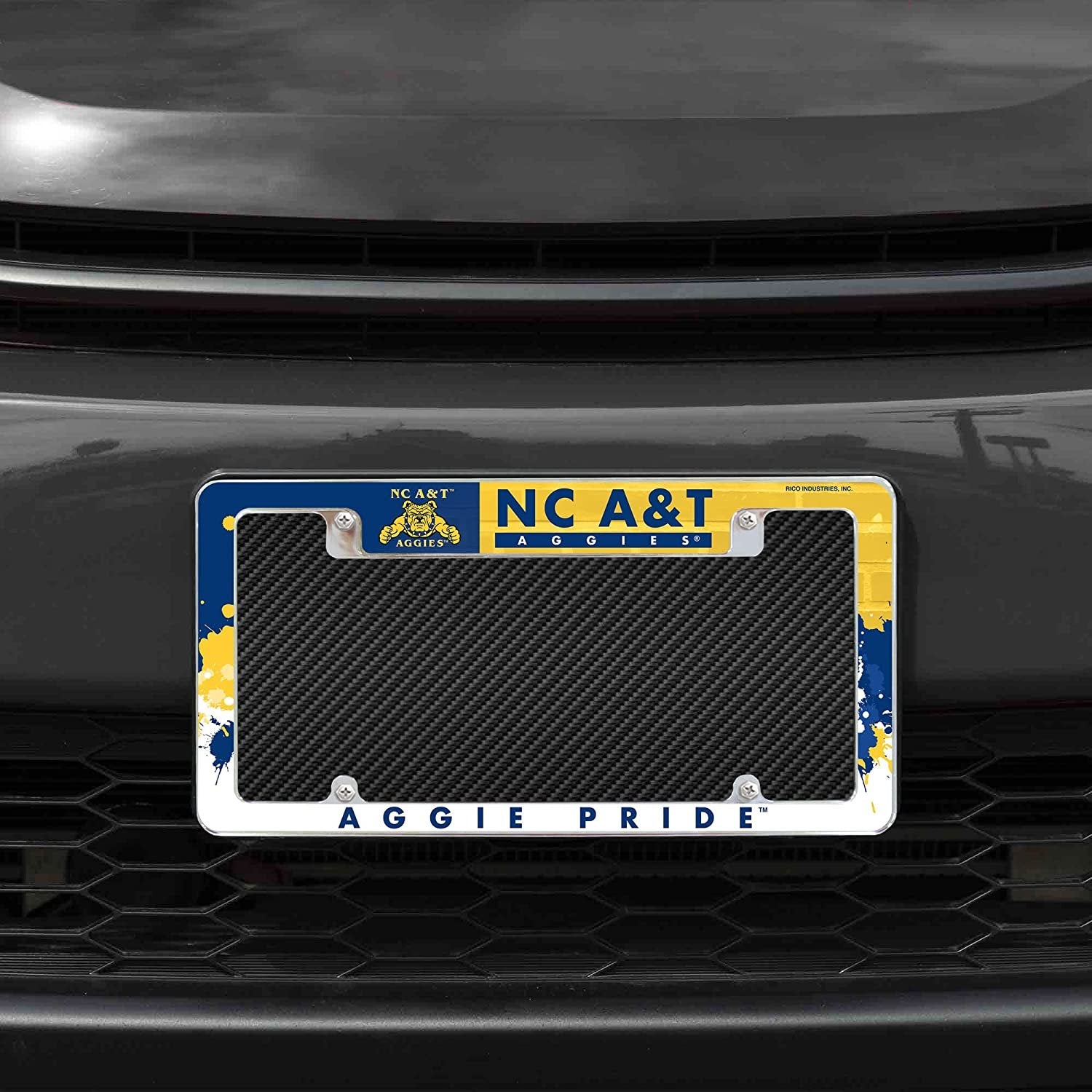 North Carolina A&T University Aggies Metal License Plate Frame Chrome Tag Cover All Over Design 6x12 Inch 2