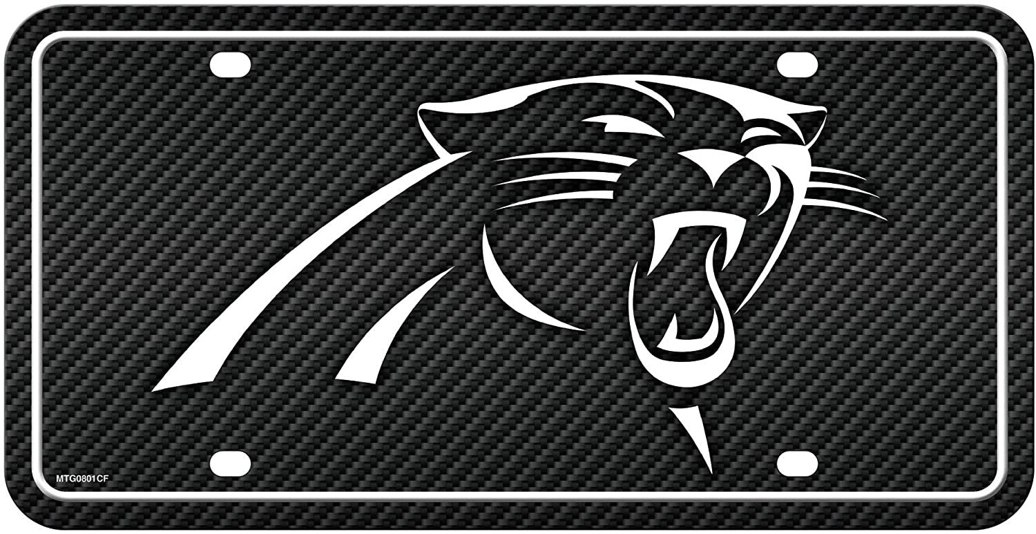 Carolina Panthers Metal Auto Tag License Plate, Carbon Fiber Design, 6x12 Inch 1