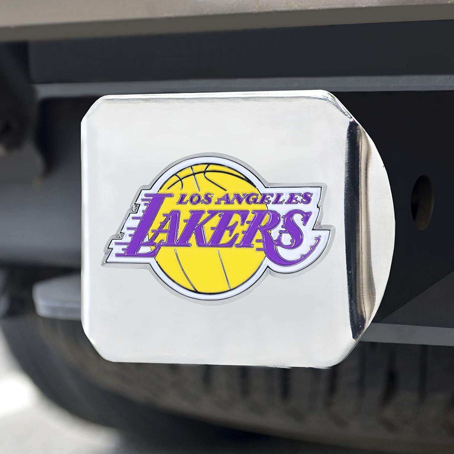 Los Angeles Lakers Hitch Cover Solid Metal with Raised Color Metal Emblem 2" Square Type III