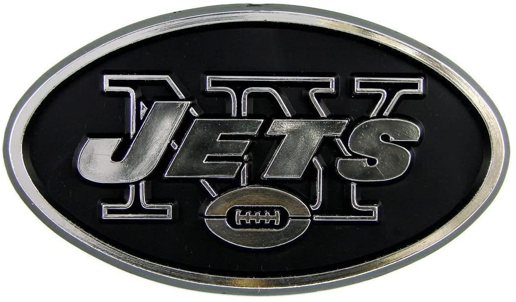New York Jets Auto Emblem, Plastic Molded, Silver Chrome Color, Raised 3D Effect, Adhesive Backing 1