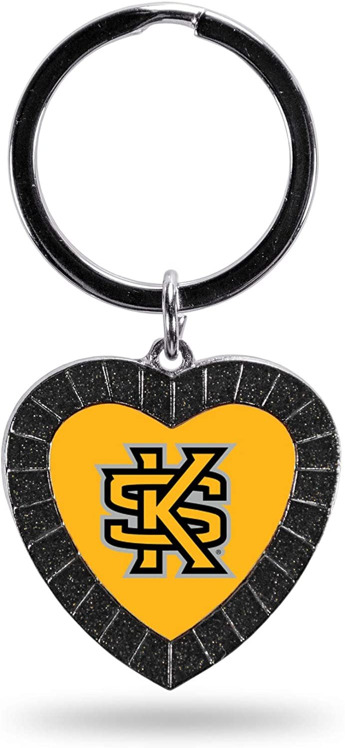 NCAA Kennesaw State Owls NCAA Rhinestone Heart Colored Keychain, Black, 3-inches in length