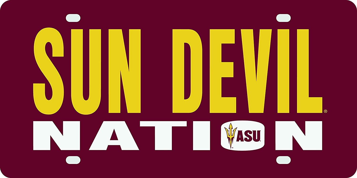 Arizona State University Sun Devils Premium Laser Cut Tag License Plate, Mirrored Acrylic Inlaid, Nation Design, 12x6 Inch