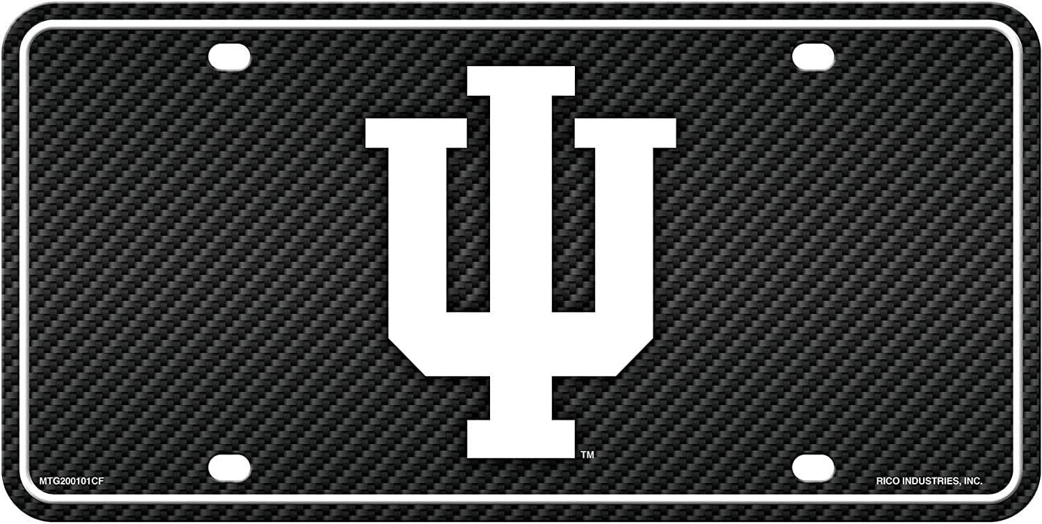 Indiana University Hoosiers Metal Tag Auto License Plate Carbon Fiber Design 6x12 Inch 1