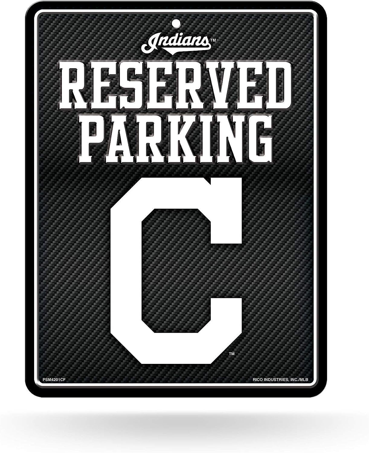 Cleveland Guardians Indians Metal Parking Novelty Wall Sign 8.5 x 11 Inch Carbon Fiber Design 1
